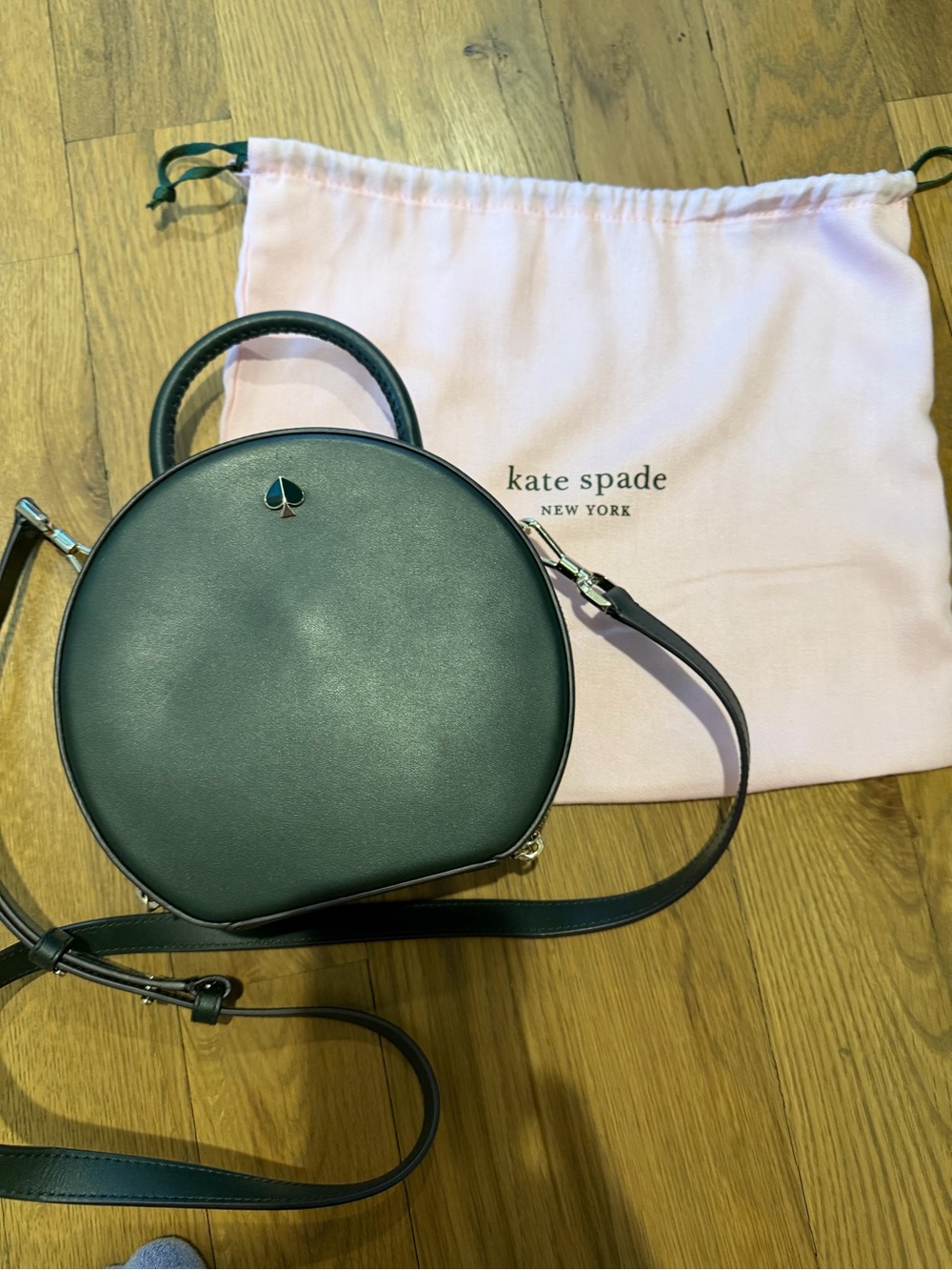 kate spade Dark Green Round Leather Mini Crossbody